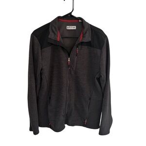 Orvis Men’s Medium Full Zip Fleece Jacket Gray Black Outdoor